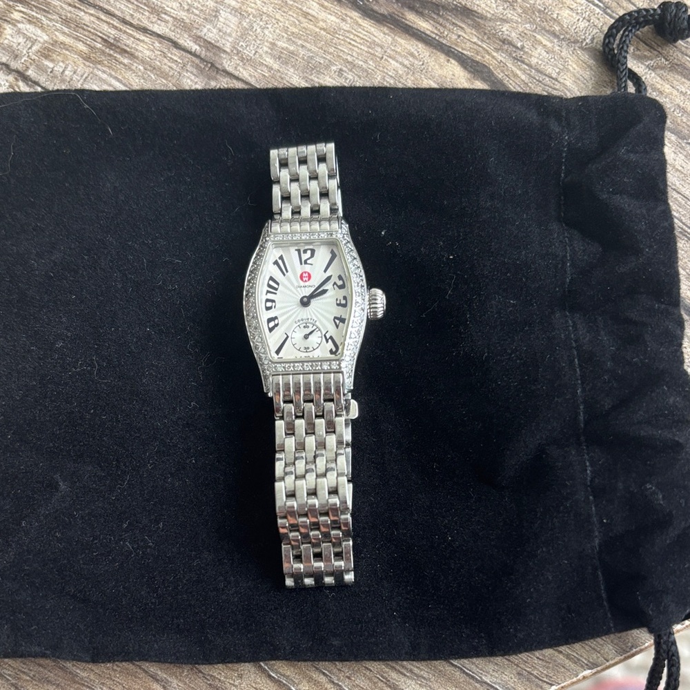 Michele Silver Women's Watch with Black and White Dial